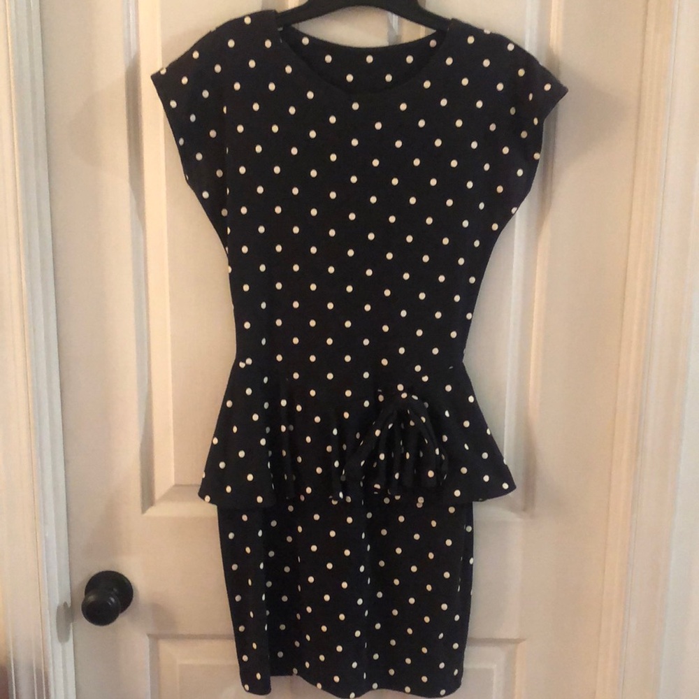 Vintage T Juniors Polka Dot Peplum Dress